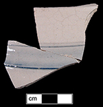 Debased scratch blue hollow (probably jug), Lot 152 � test unit 44.4, from 18QU124.